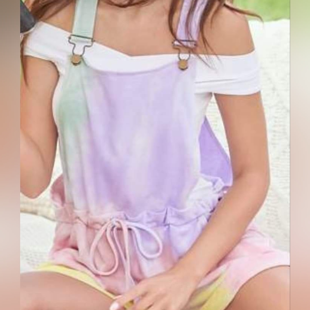 VENUS Pastel Tie-Dye Off-Shoulder Romper in Lavender, Pink, Mint, Yellow